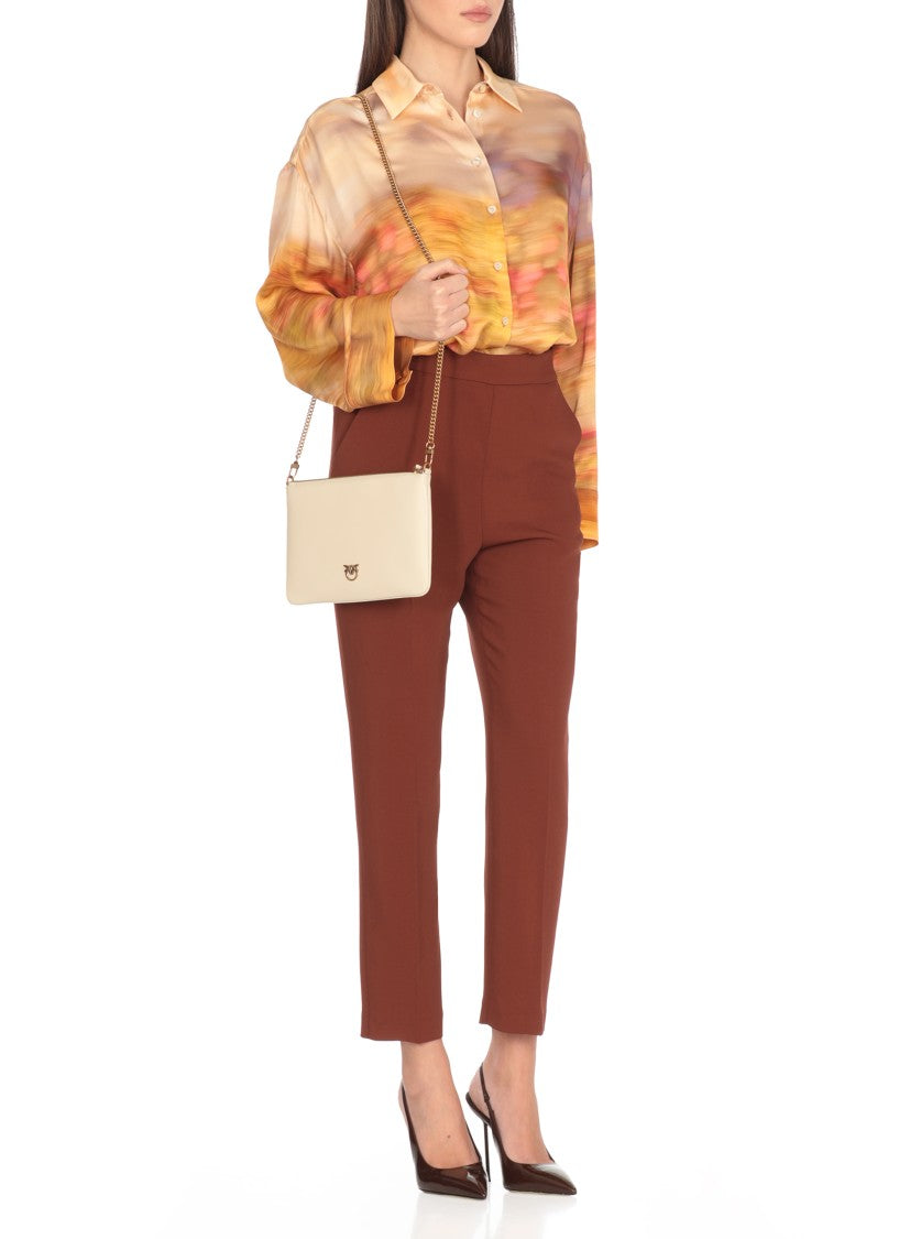 Pinko Orange Contrasting Color Pattern Viscose Life Shirt
