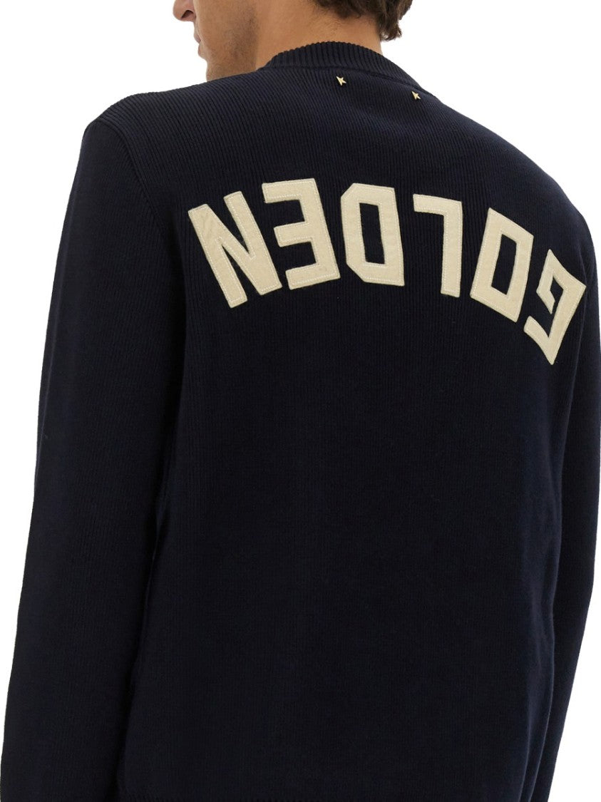 Golden Goose Relaxed-Fit Black Jersey With Bold Logo Accents