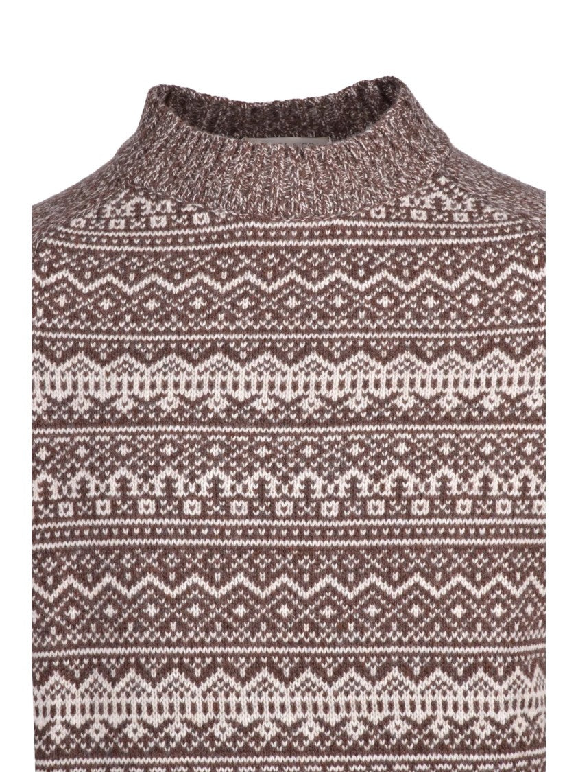 Wool & Co Brown Wool And Polyamide Blend Crew Neck Sweater