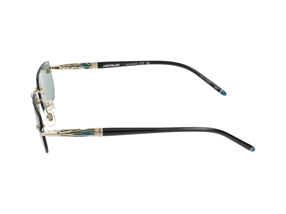 Montblanc Gold Mb0348s Metal Rimless Rectangular Sunglasses