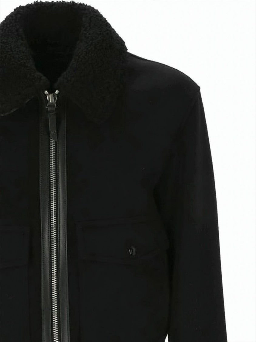 Tom Ford Tailored Black Wool Jacket With Textured Collar And Contemporary Fit