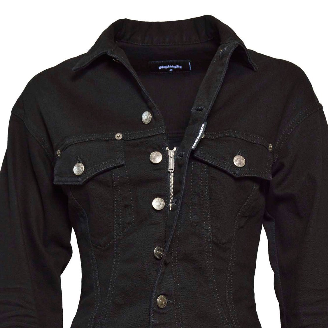 Dsquared2 Black Denim Bull Sexy Shape Short Dress