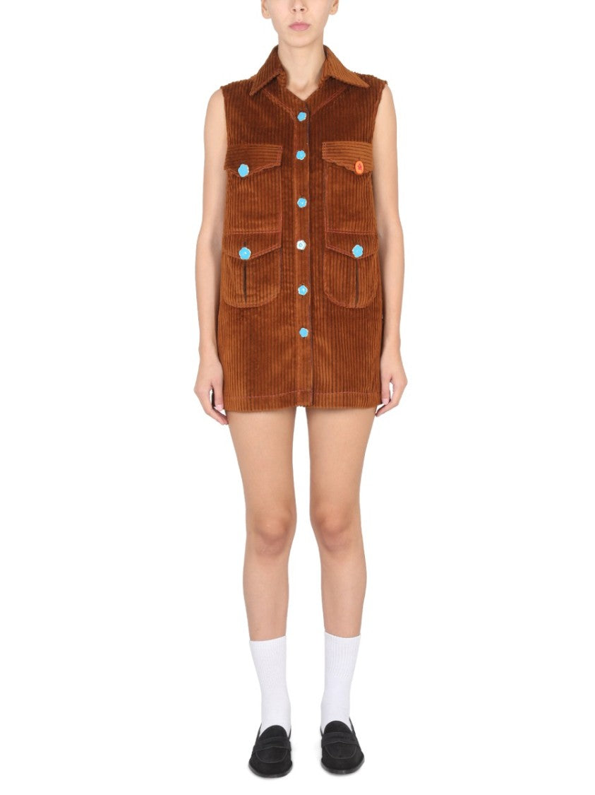 Cormio Sleeveless Mini Corduroy Dress