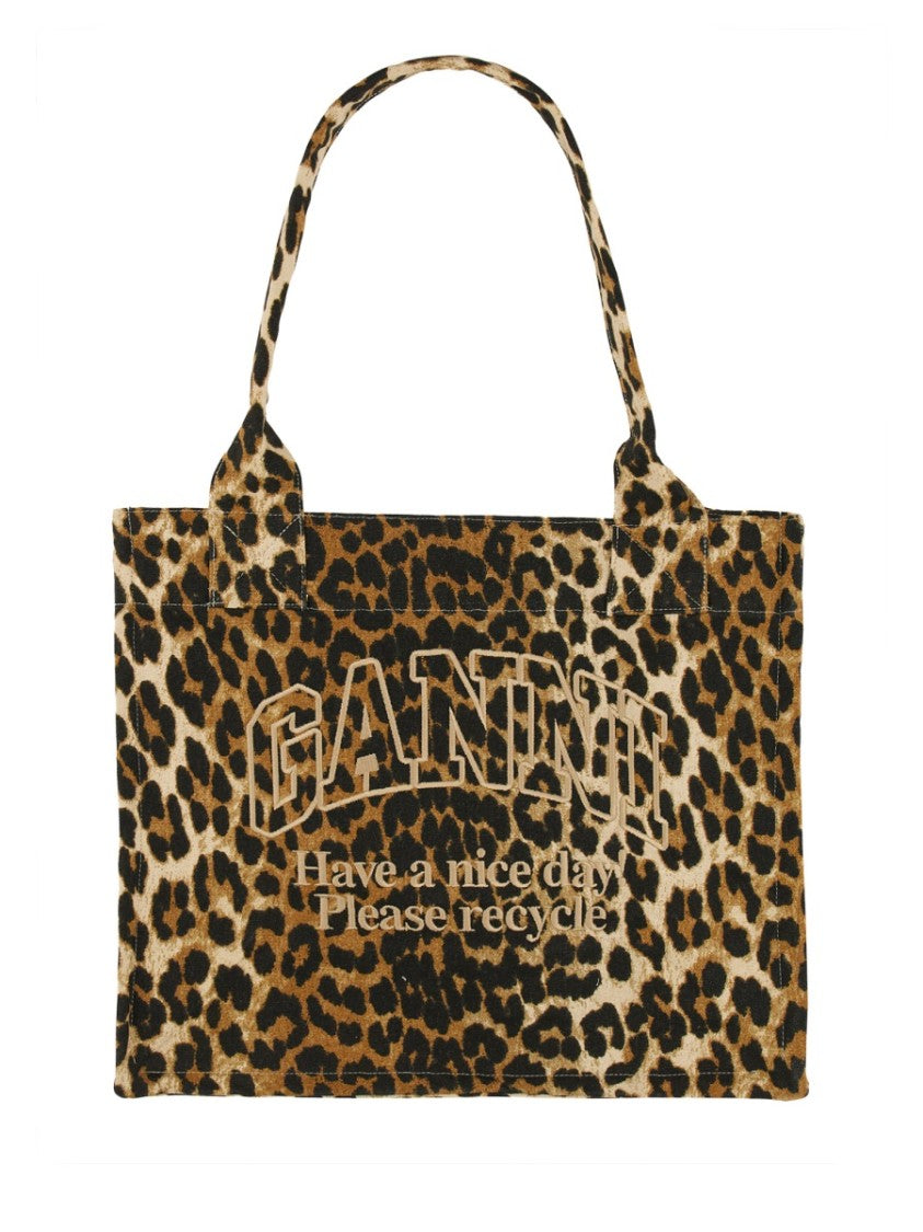 Ganni Leopard Print Tote Bag