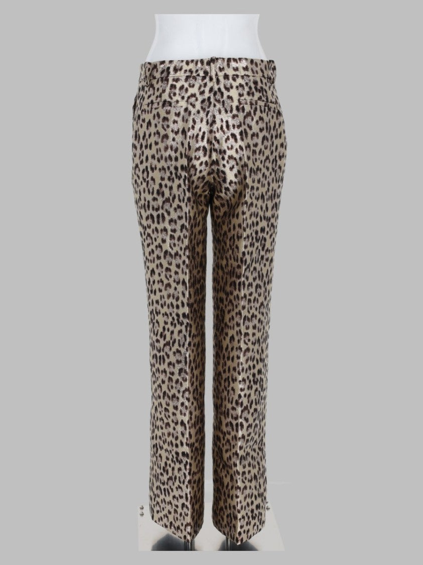 P.A.R.O.S.H. Bold Animal Print High-Waisted Pants With Metallic Sheen