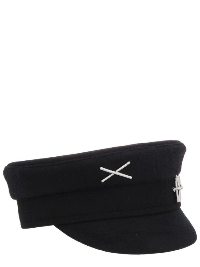 Ruslan Baginskiy Baker Boy Structured Black Wool Hat