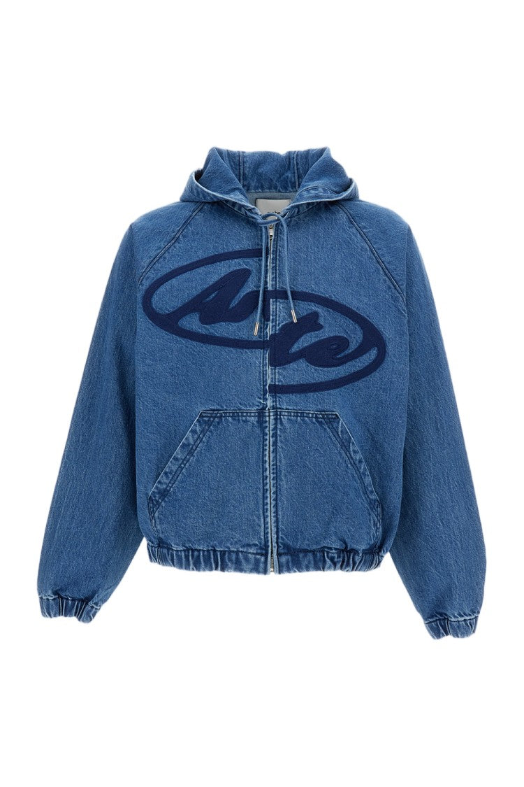 Arte Antwerp Hooded Denim Jacket With Irregular Arte Logo