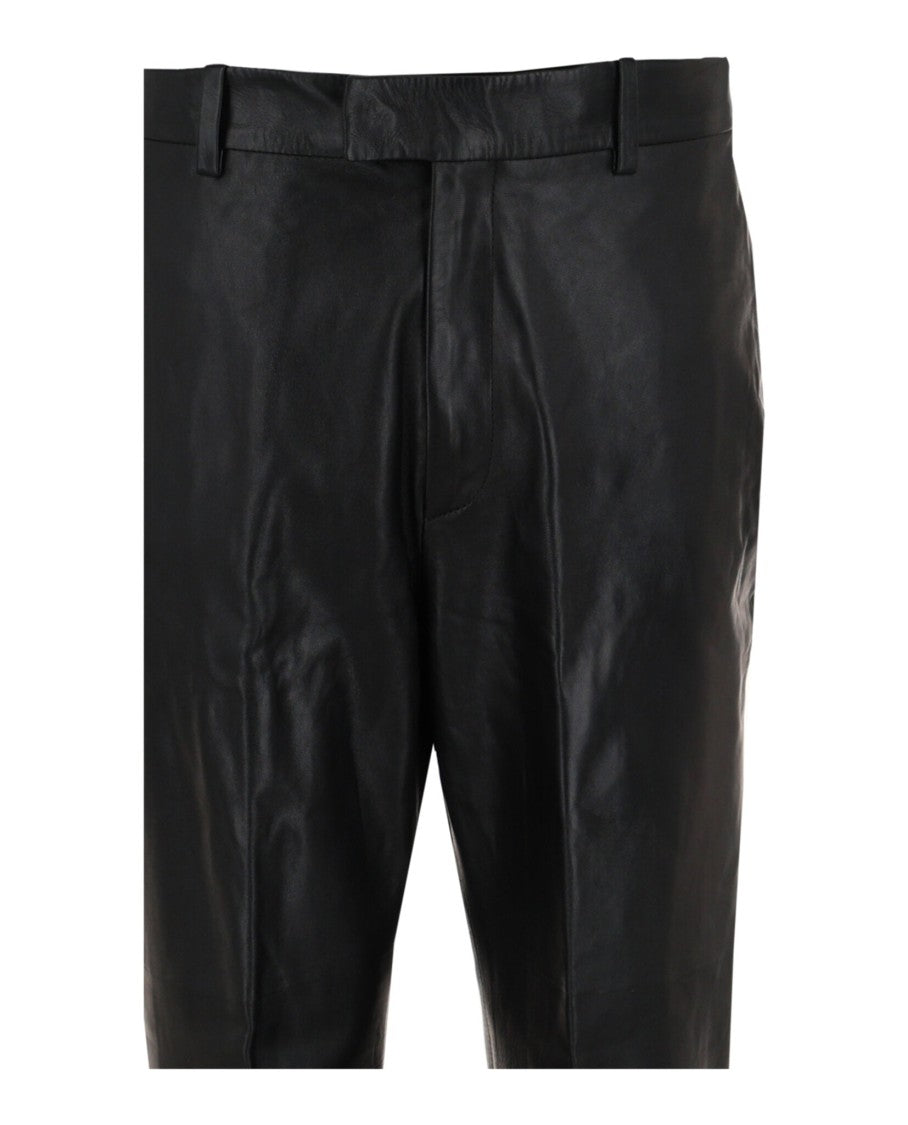 Ferragamo Leather Mid-Rise Pants