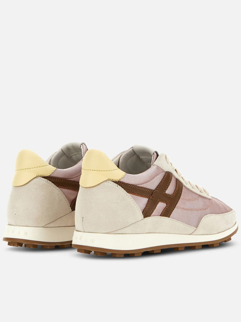 Hogan Beige Suede Mesh Leather Accent Sneakers