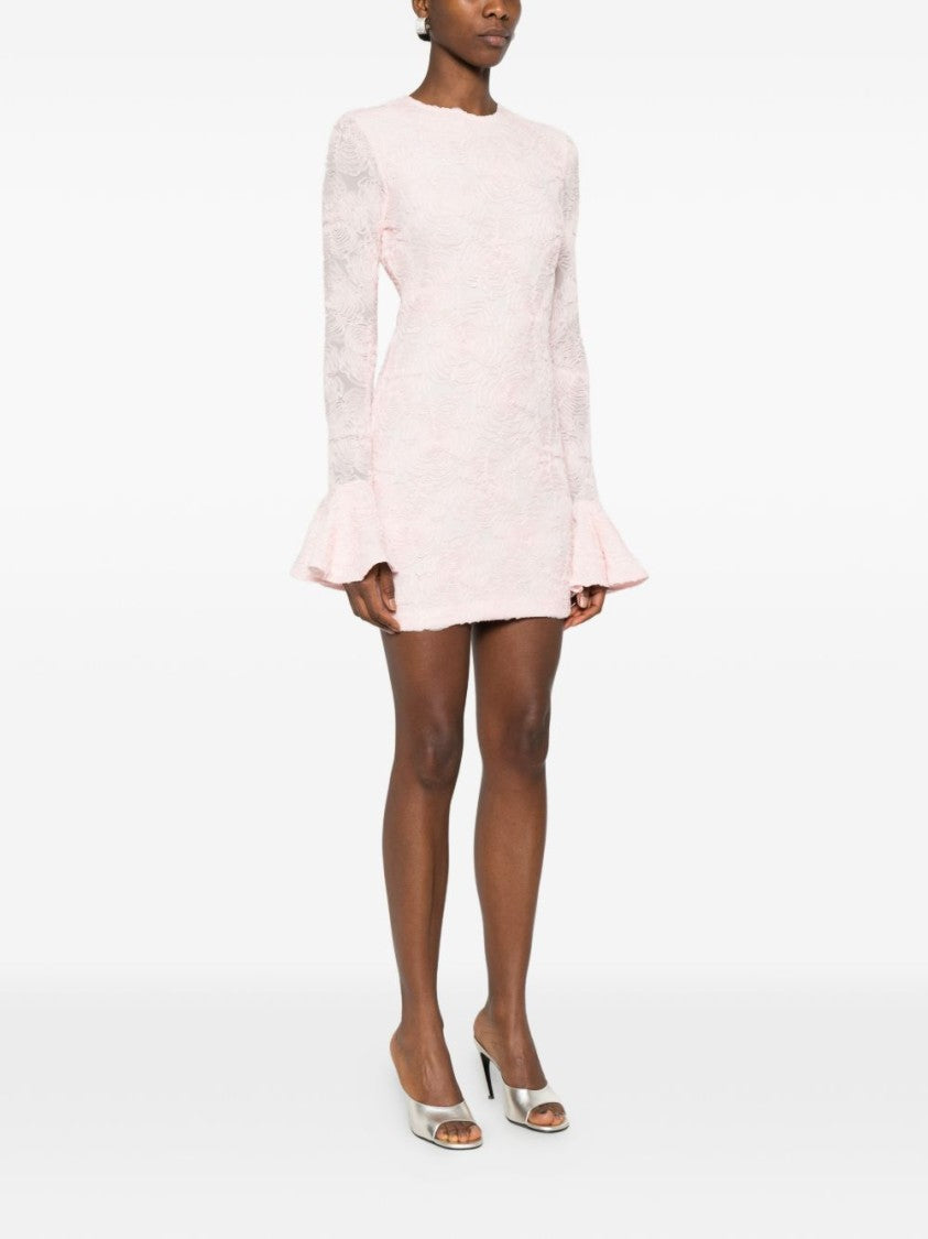 Rotate Floral Motif Mini Dress In Orchid Ice Mesh