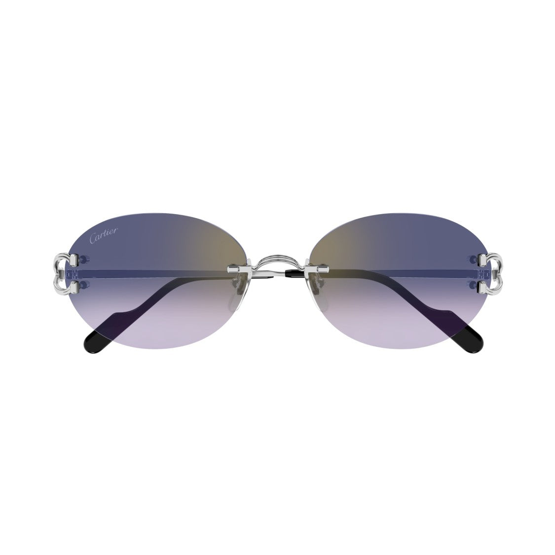 Cartier Rimless Oval Gradient Sunglasses With Sleek Silver Temples