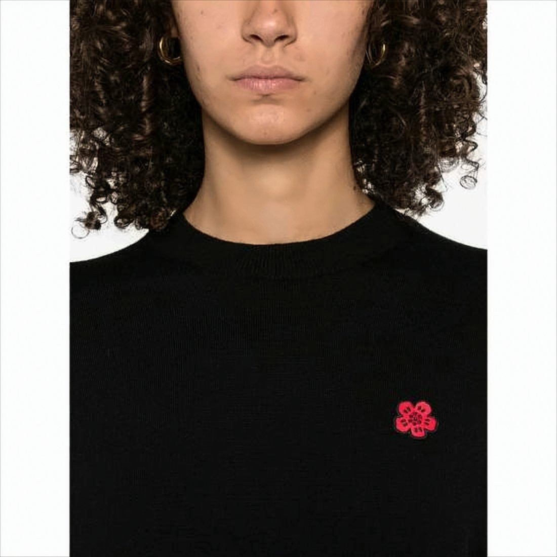 Kenzo Black Wool Sweater With Classic Crew Neck And Embroidered Detail
