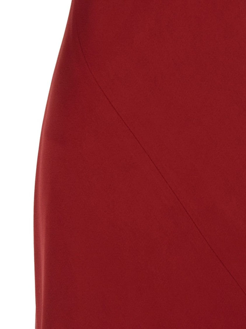 Antonelli Floor-Length Red Dress With Off-Shoulder Neckline