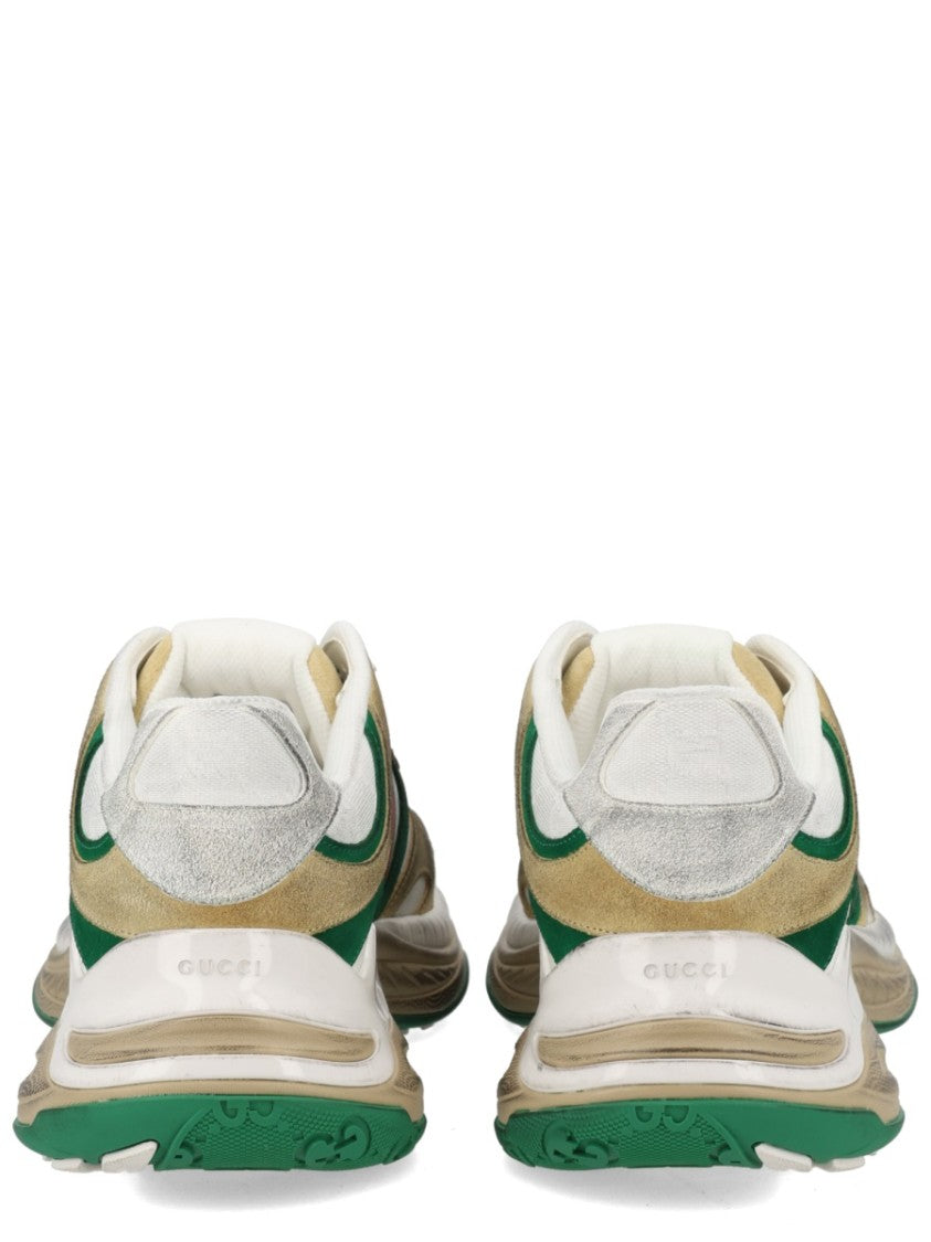Gucci Worn-Effect Overlaid Suede Sneakers