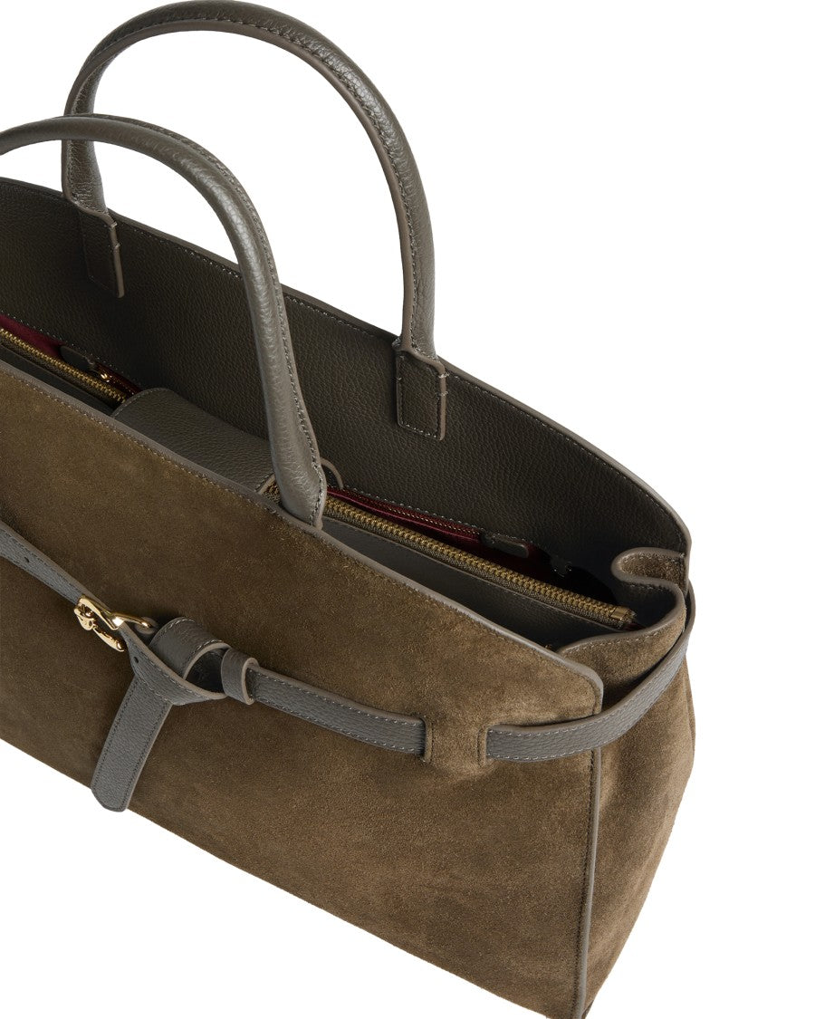 Coccinelle Sabine Suede Gold-Tone Structured Handbag