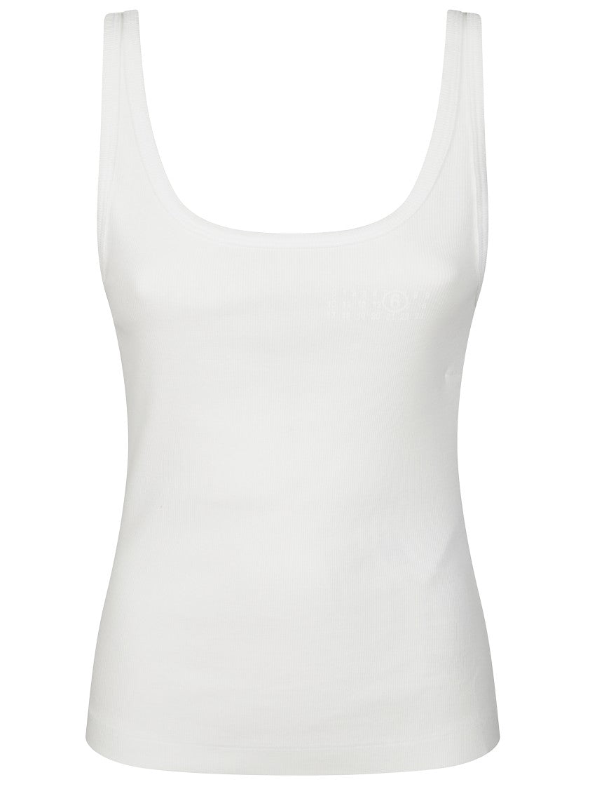 Mm6 By Maison Margiela Fitted Ribbed Tank Top With Scoop Neckline