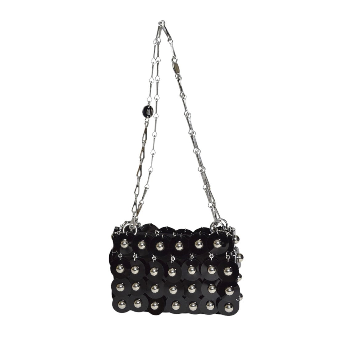 Rabanne Black Faille Sparkle Bag With Studs