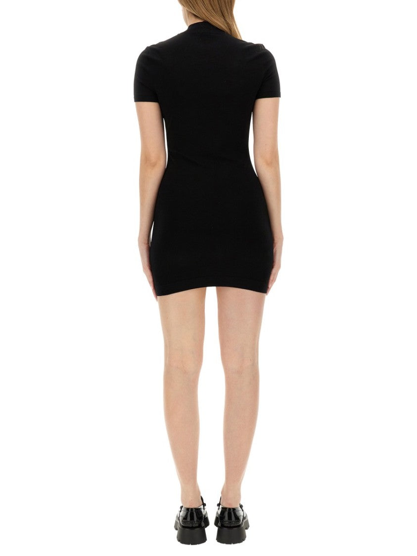 T By Alexander Wang Slim-Fit Mini Dress With High Neckline