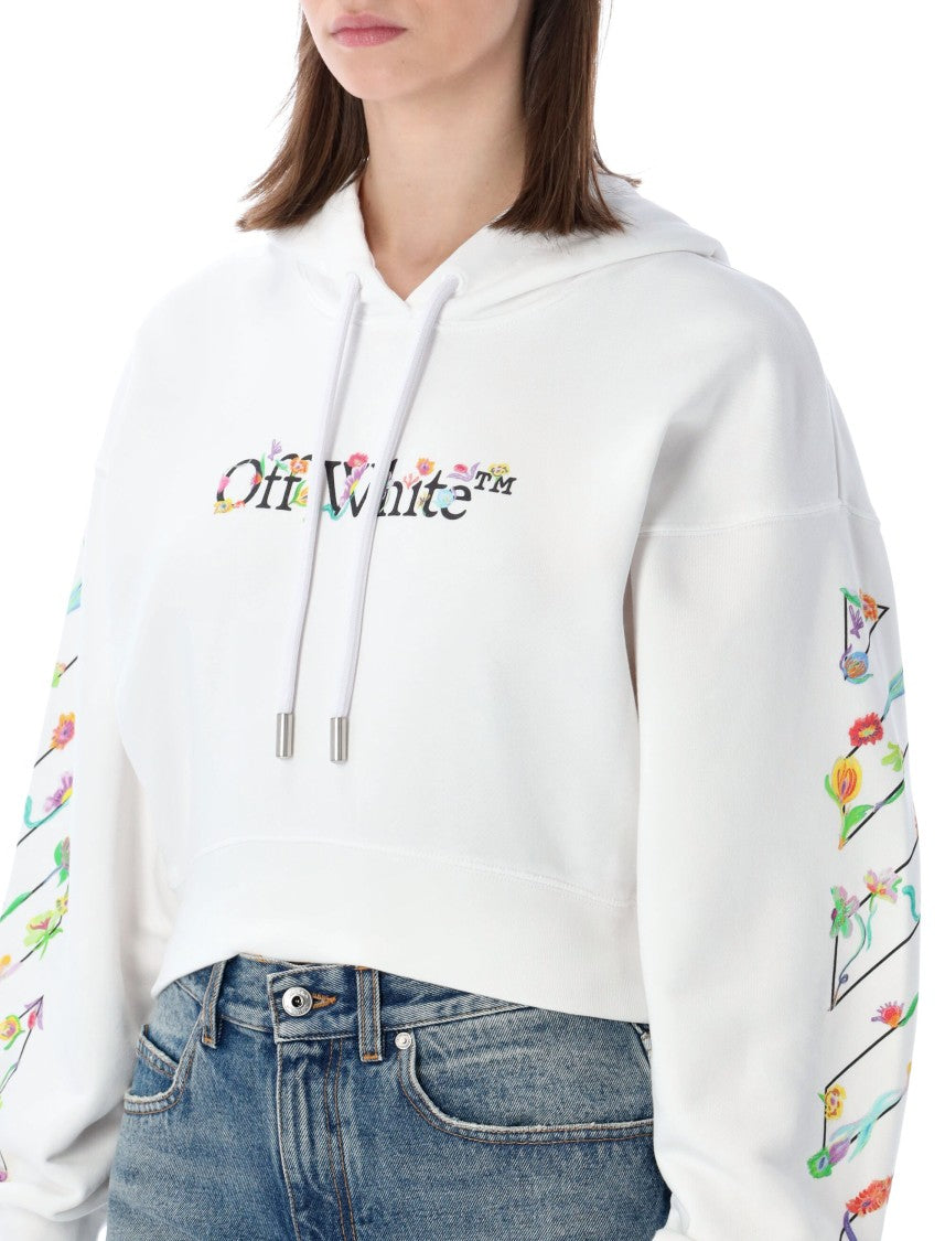 Off-White Flower Crop Floral Logo Hoodie