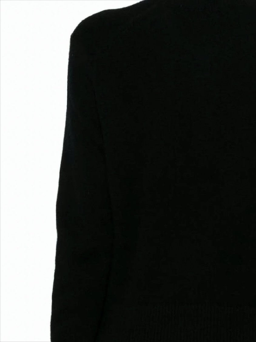 Maison Kitsuné Fitted Black Lambswool Cardigan