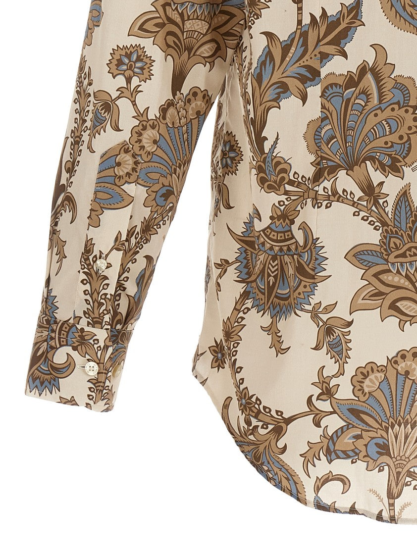 Etro Maxi Floral Print Cotton Shirt
