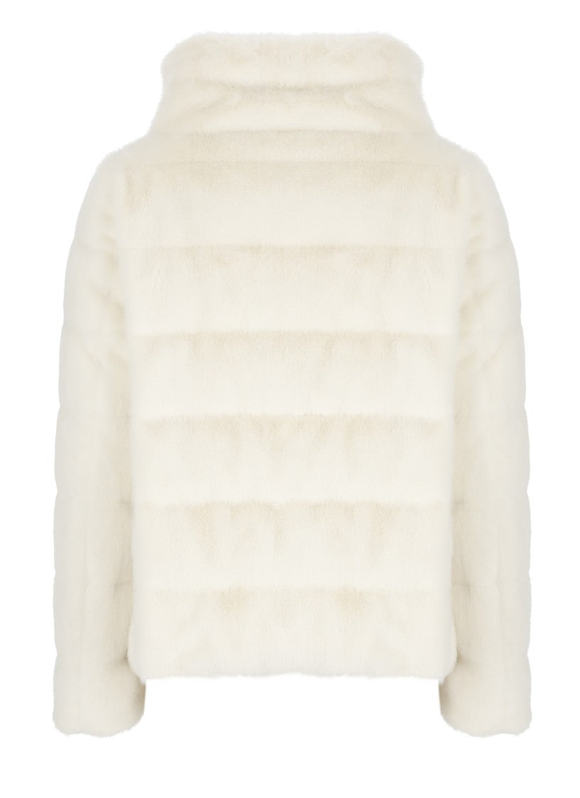 Herno White Faux Fur Quilted Down Jacket
