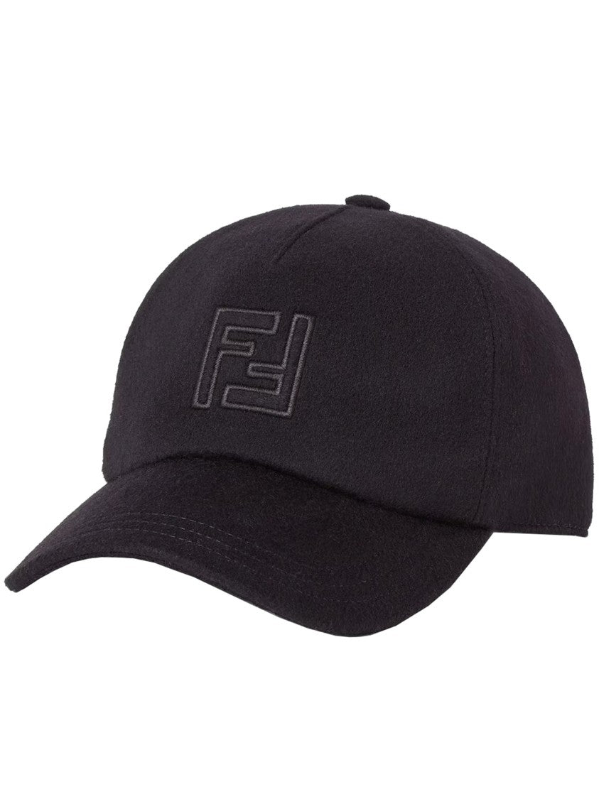 Fendi Baseball Ff Structured Black Embroidered Cap