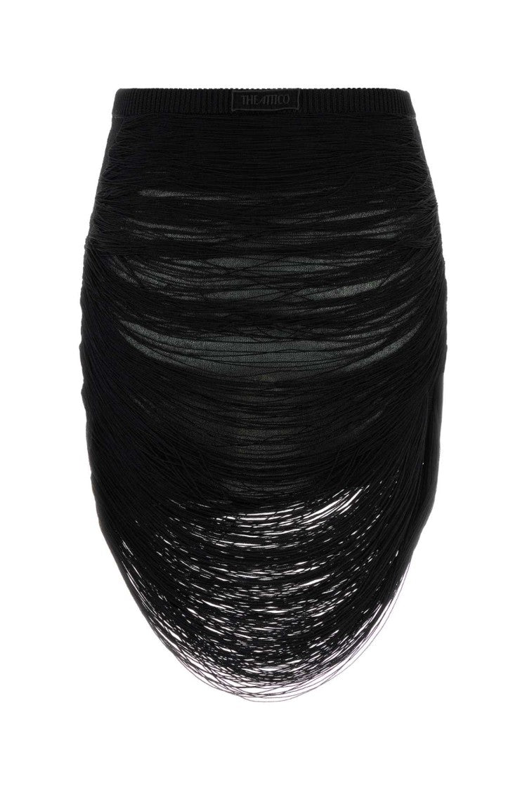 The Attico Black Viscose Blend Miniskirt