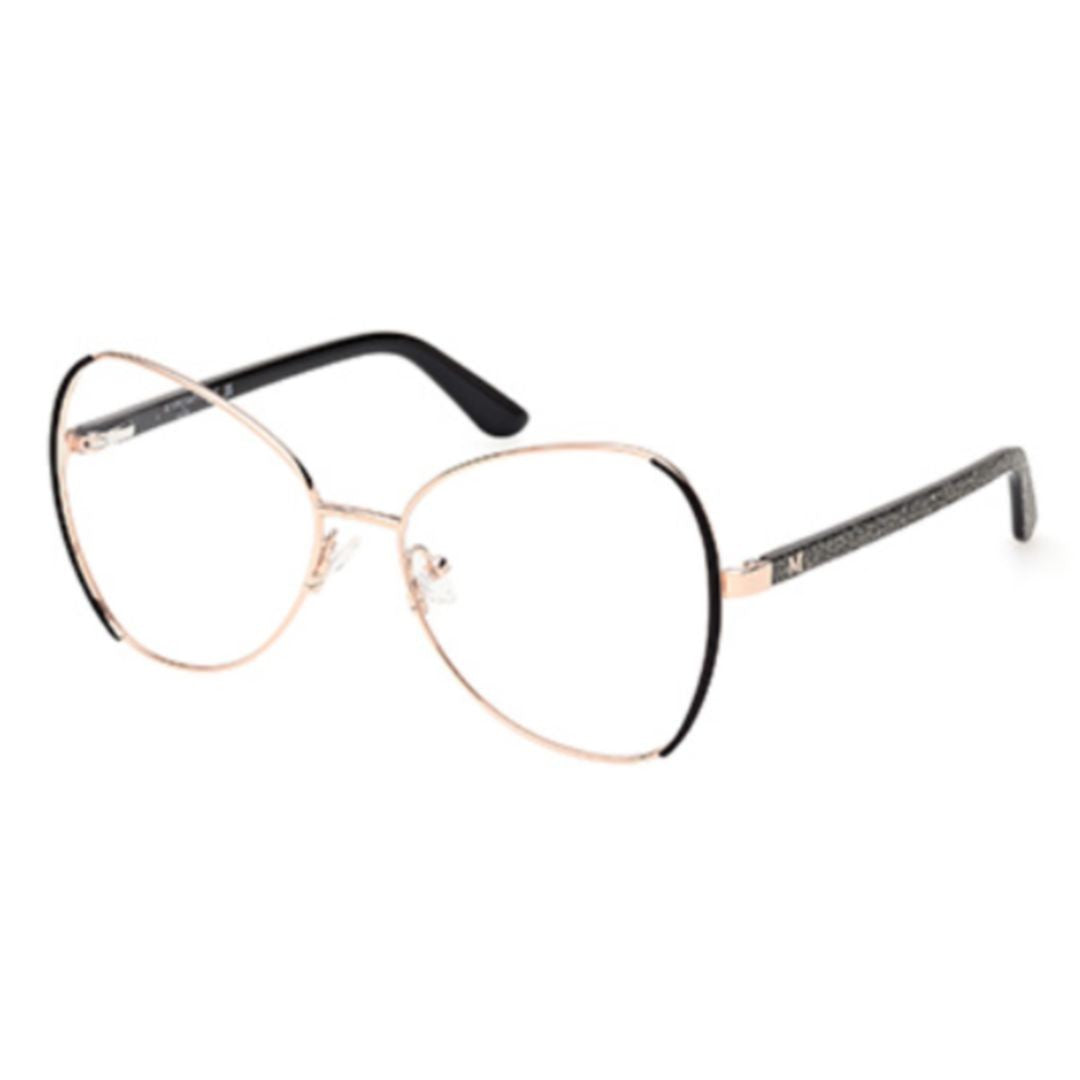 Guess By Marciano Gm50015 56005 Large Rounded Metal Frame Eyeglasses With Textured Finish