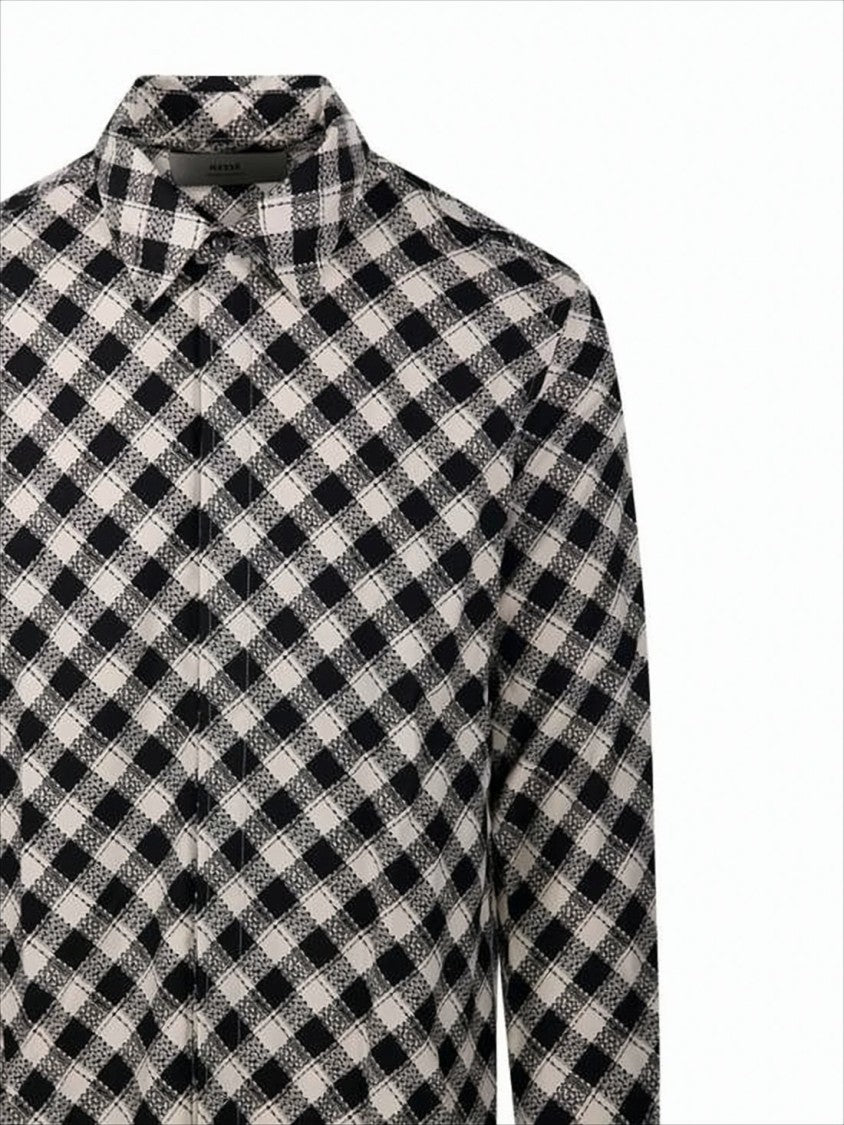 Ami Paris Classic Checkered Button-Down Shirt With Structured Collar