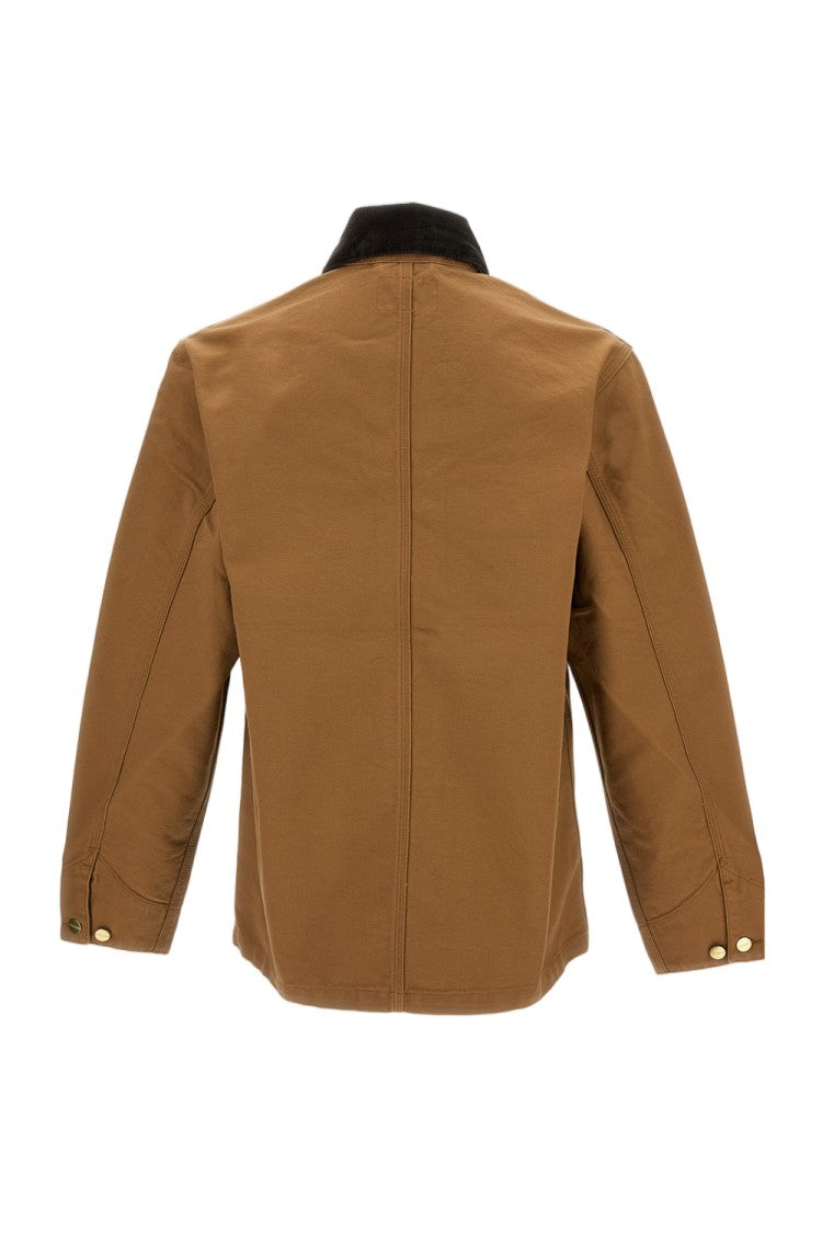 Carhartt Wip Oversized Cotton Jacket With Ribbed Collar And Logo Detail