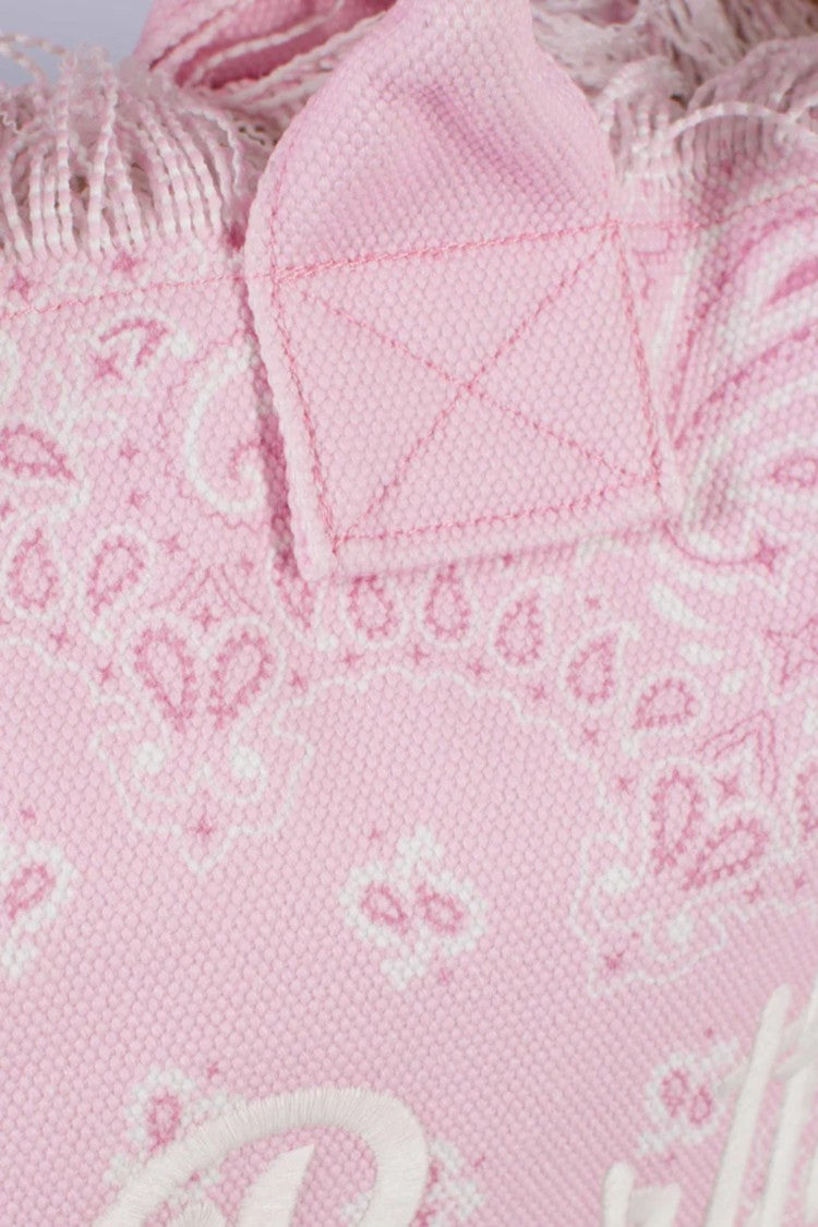 Mc2 Saint Barth Bandana-Inspired Pink Tote Bag With Fringed Edges