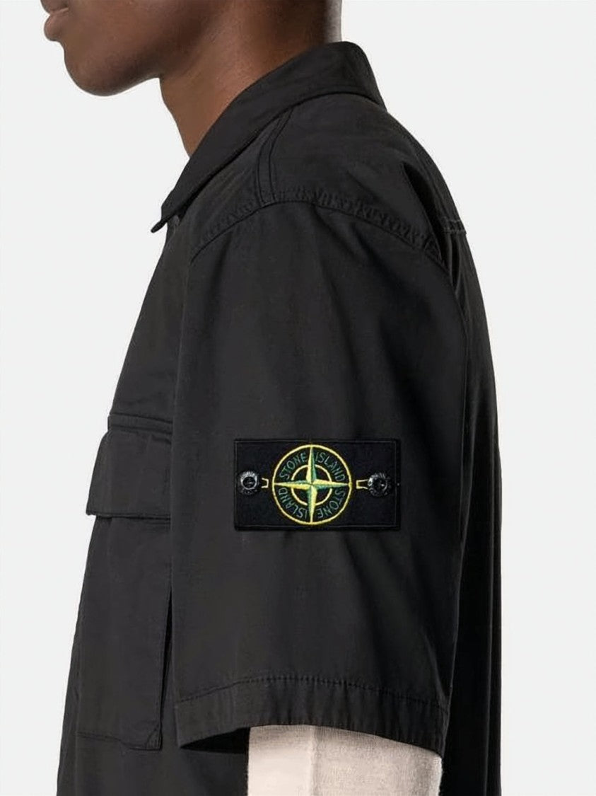 Stone Island Short-Sleeve Casual Shirt With Boxy Fit And Logo Patch