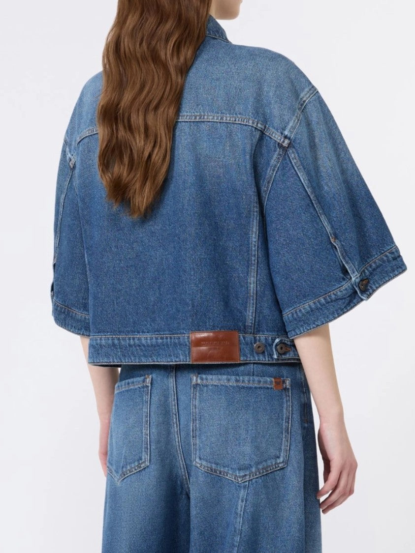 Weekend Boxy Cropped Denim Jacket With Flap Pockets And Seam Detailing