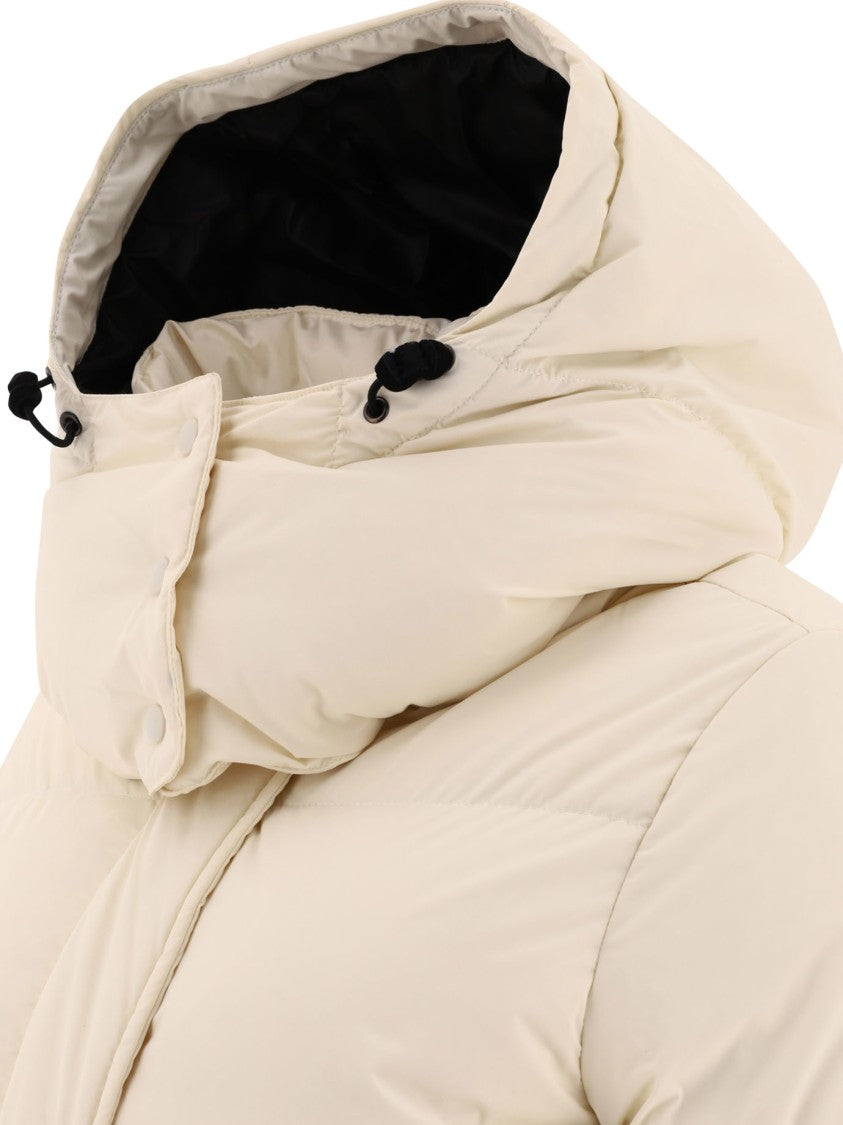 Aspesi Long Hooded Coat With Down And Feather Padding