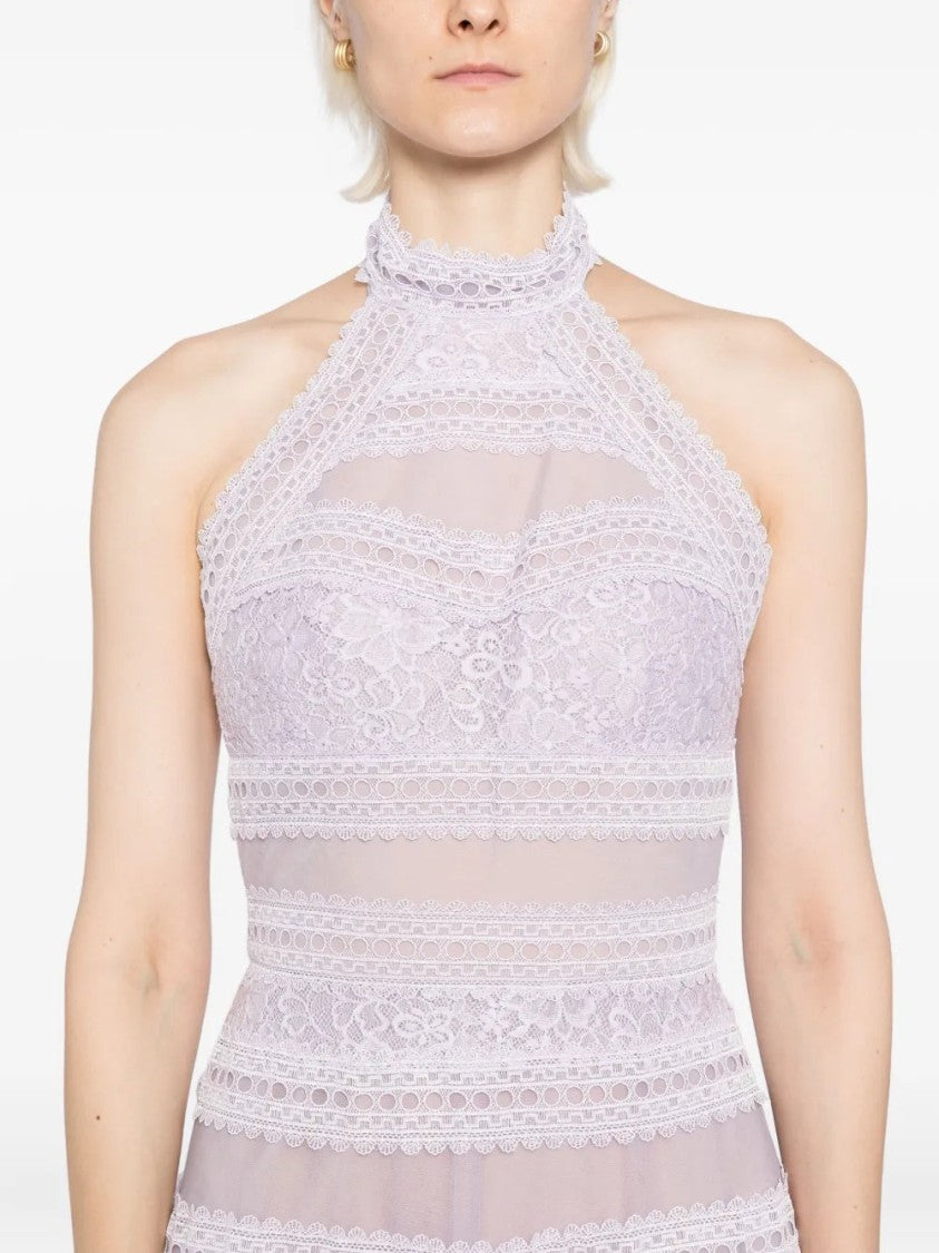 Saiid Kobeisy Lace Striped Long Dress