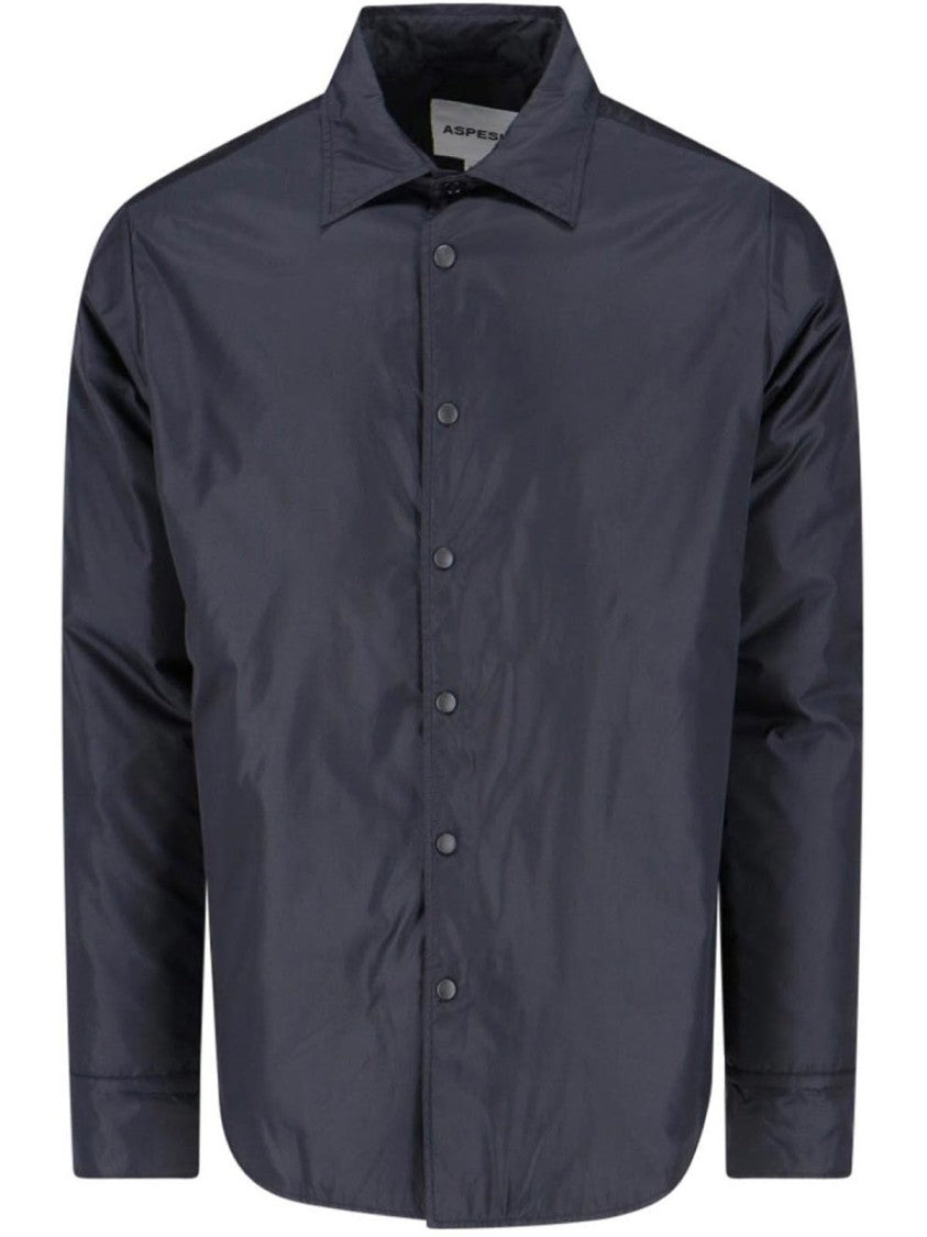 Aspesi Long-Sleeve Black Shirt With Classic Collar