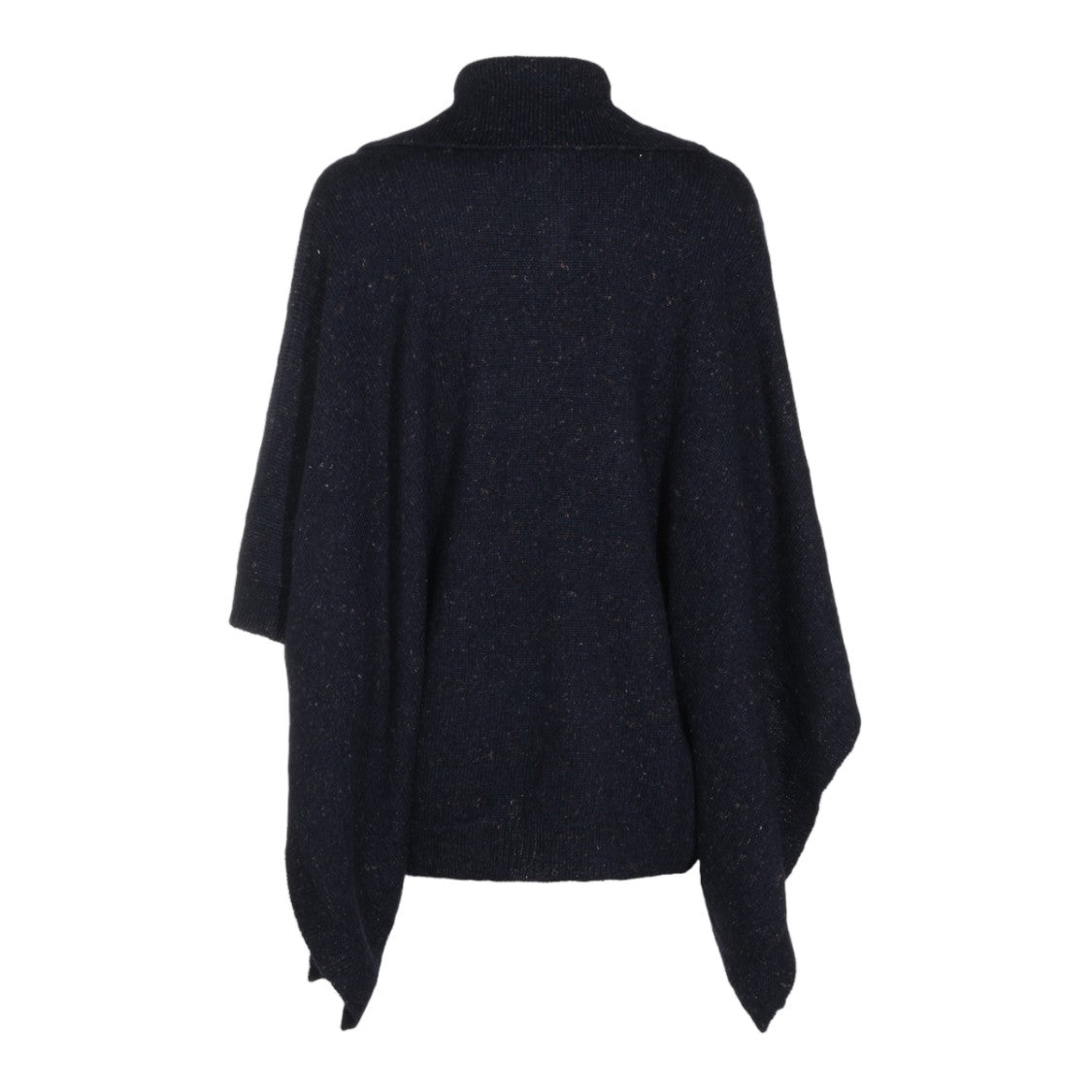 Fabiana Filippi Loose-Fit Navy Knit Jacket With Draped Sleeves And High Collar