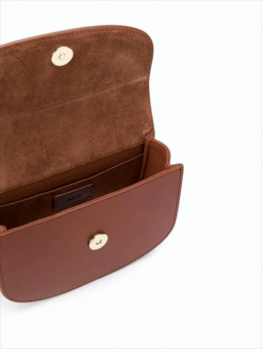 A.P.C. Structured Brown Cowhide Leather Crossbody Bag