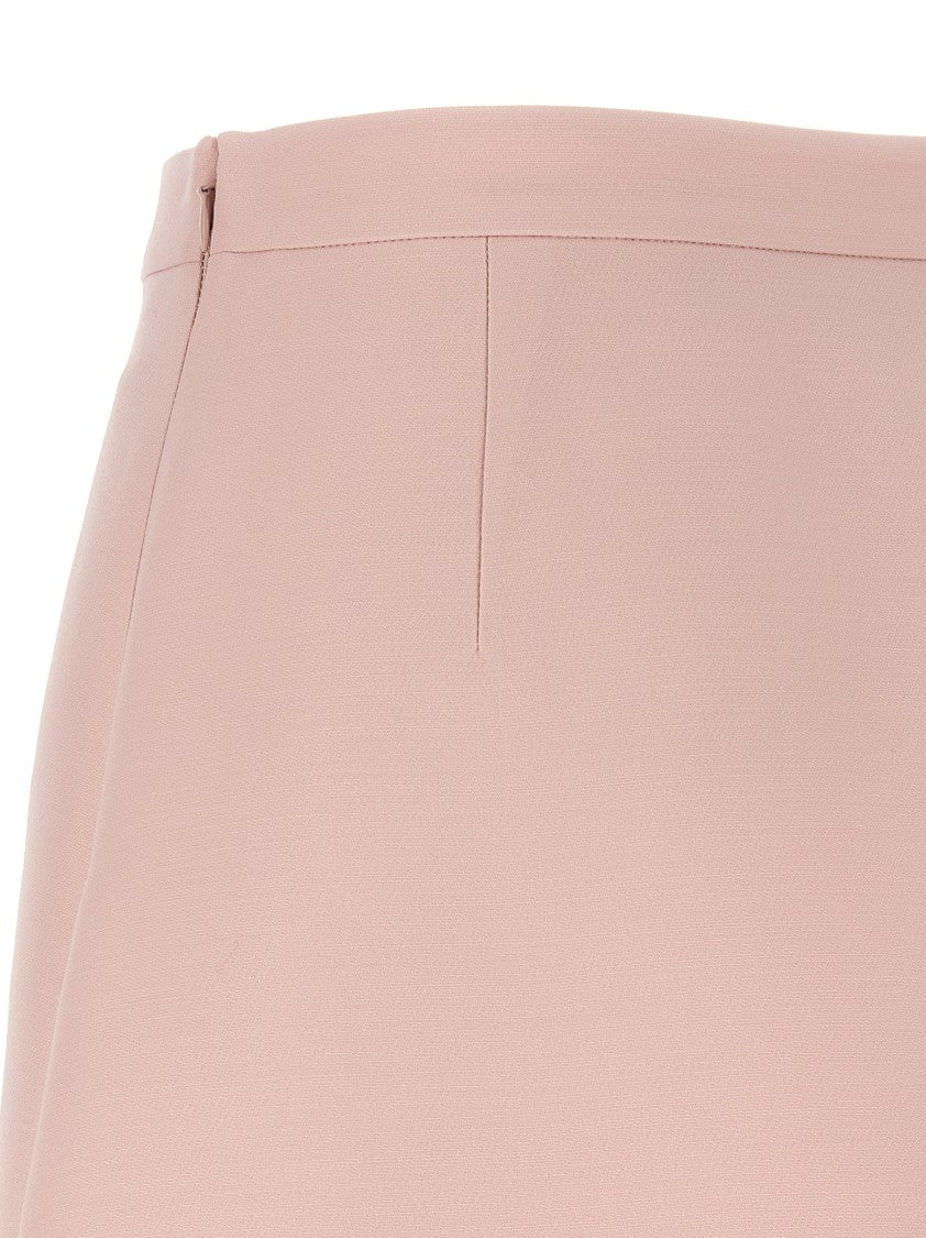 Valentino Garavani Solid Crepe Couture Mini Skirt With Feather Boa Trim