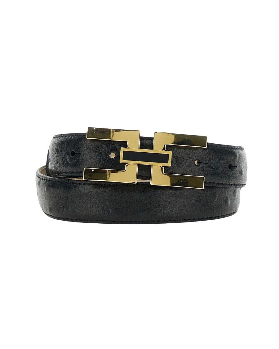 Elisabetta Franchi Black Double Buckle Belt