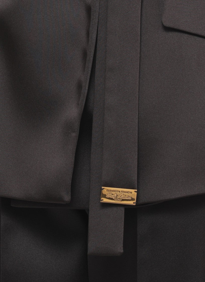 Elisabetta Franchi Silk-Effect Jacket With Lace Accents And Structured Lapels