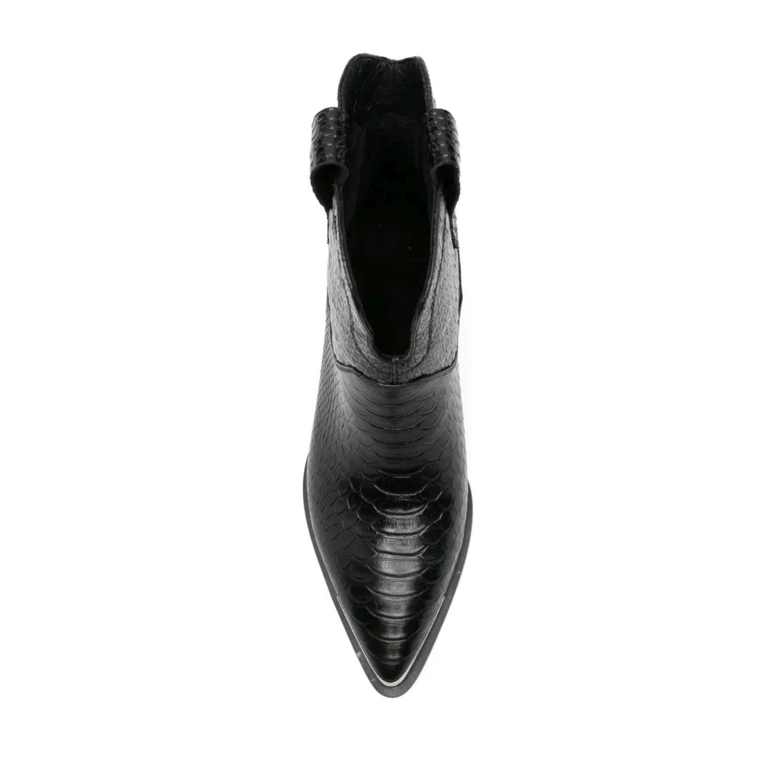 Adrianna Feretti Black Textured Metallic Cap Leather Boots