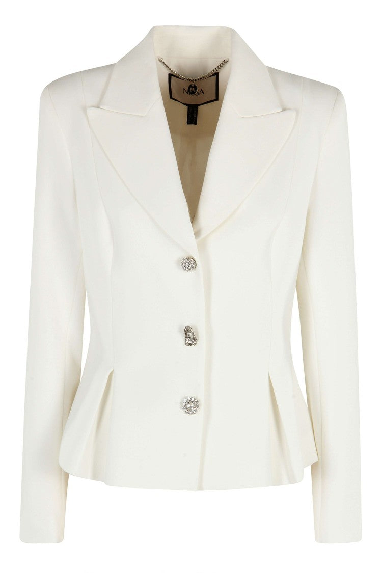 Nissa Short Flared Blazer With Jeweled Buttons
