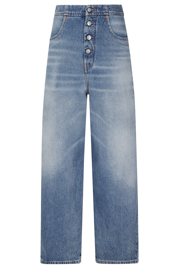 Mm6 By Maison Margiela High-Waisted Light Blue Straight Leg Jeans