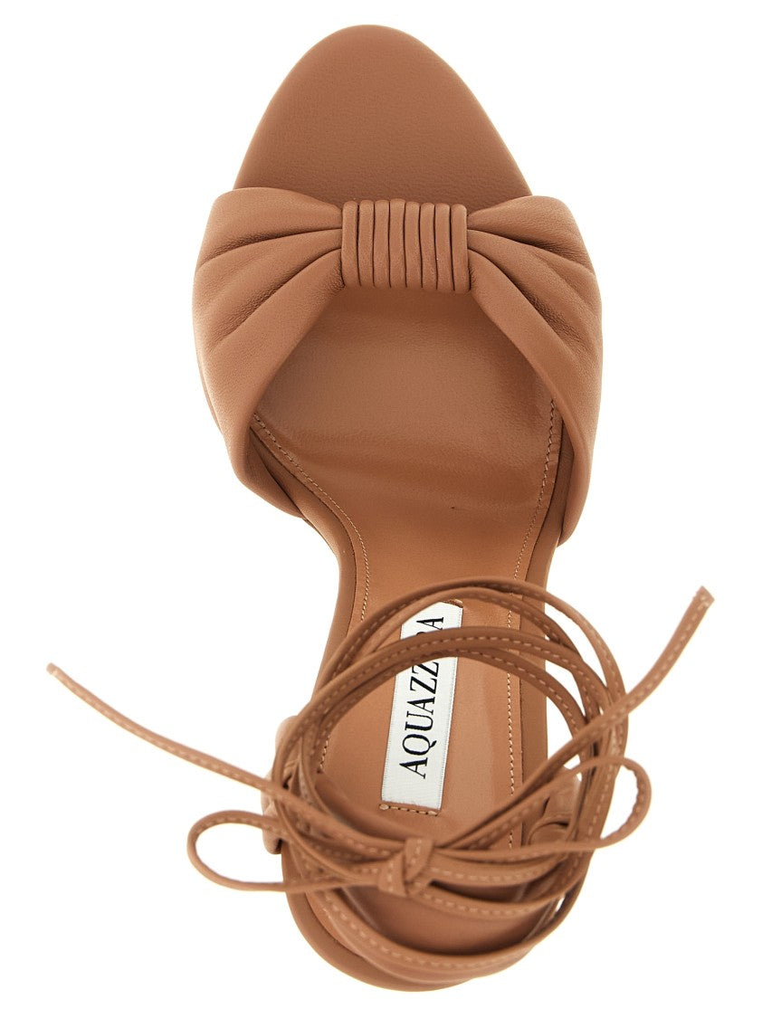 Aquazzura Nappa Sandals With Ankle Ties And Stiletto Heel