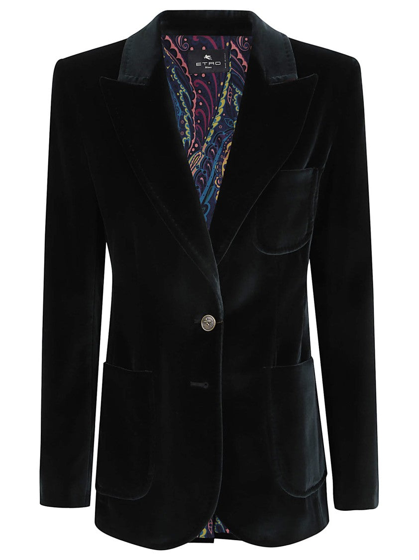 Etro Tailored Black Cotton Blend Jacket