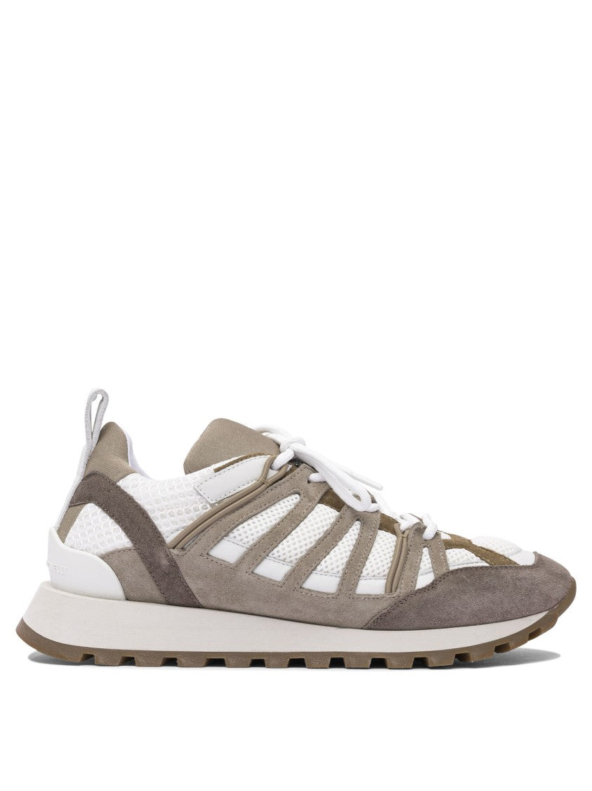 Brunello Cucinelli Suede And Mesh Slip-On Sneakers