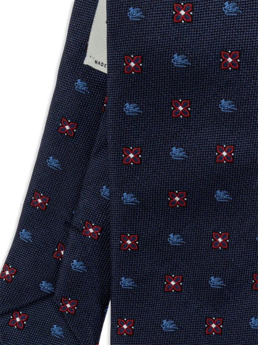 Etro Textured Silk Tie With Playful Floral Motifs