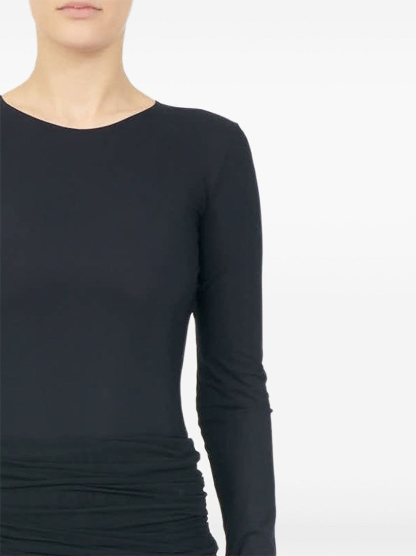 Mm6 By Maison Margiela Midi Skirt With Ruching Detail In Nero